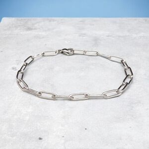 Stainless Steel Paper Clip Chain Stackable Bracelet 7 inches